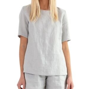 Love and Confuse Palmer Linen Tee Layers Minimalist Womens XS Quiet Luxury Boho